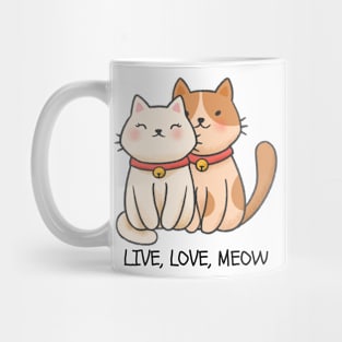 LIVE, LOVE, MEOW/ Cute Kittens Mug